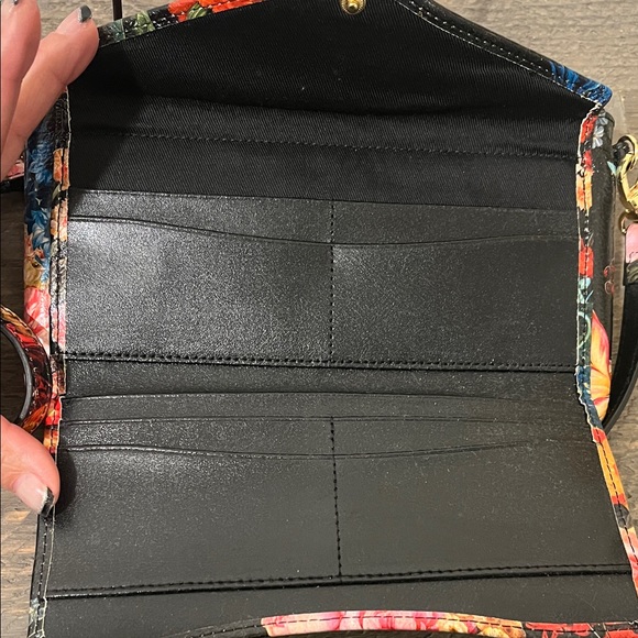 Lodis Floral Italian Leather Wallet Clutch Wristlet Organizer Crossbody - Picture 9 of 15